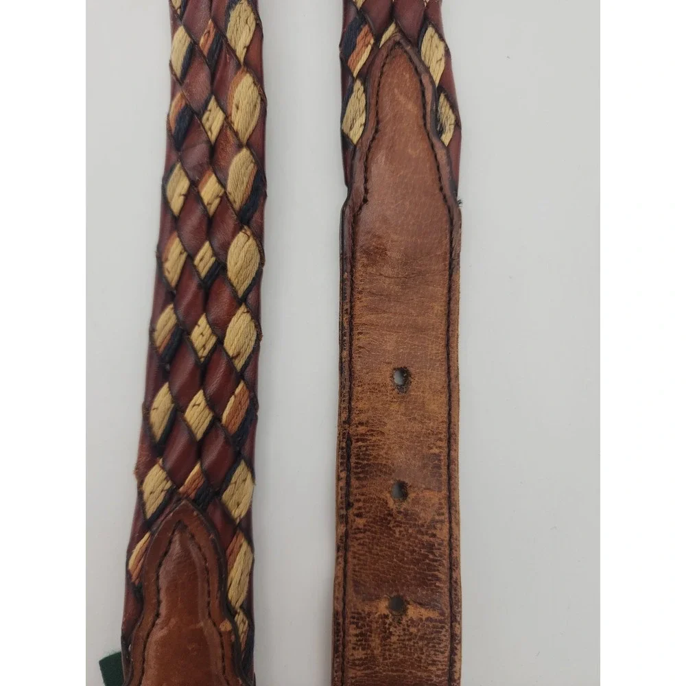 Vintage Cole Haan Woven Fabric & Braided Leather Belt 40/100 Mens 43